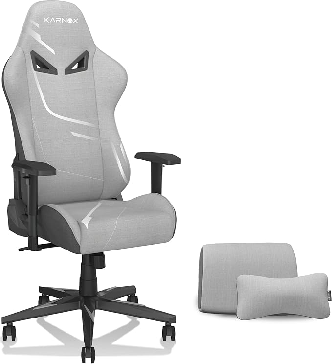 KARNOX Gaming Chair Ergonomic Computer Chair Lumbar Support Office Chair Adjustable Reclining Desk PC Chair with Armrest and Headrest for Adults Comfortable Racing ChairSilver Grey