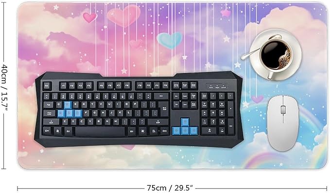 Cloudy Sky Mouse Pad Large Desk Mat Extended Keyboard Mouse Pad with Non-Slip Base and Stitched Edge Mouse Mat Desk Pad 30x16 Mouse Pads for Desk Home Office Gaming