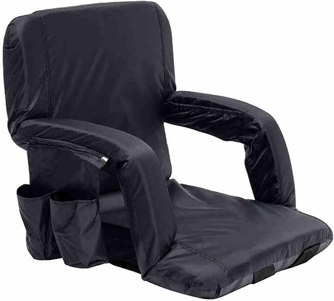 Floor Chair with Back SupportReading Chair with Armrests Ergonomic Folding5 Adjustable Positionfor Watching TV(Black)