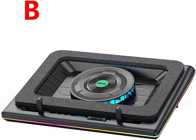 Gaming Laptop Cooling Pad Laptop Cooling Stand with 5.5inch External Cooling Fan Rapid Cooling Laptop 15.6-21inch(B Cool RGB Light)