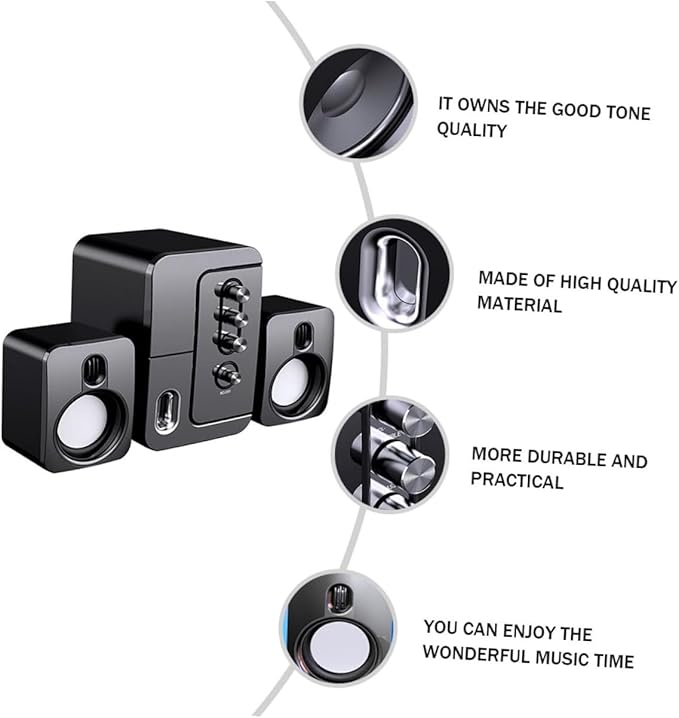 USB Desktop Computer Speakers with 3D Surround Sound and Deep Bass Portable Versatile Office Speaker for Laptop and Pc Black