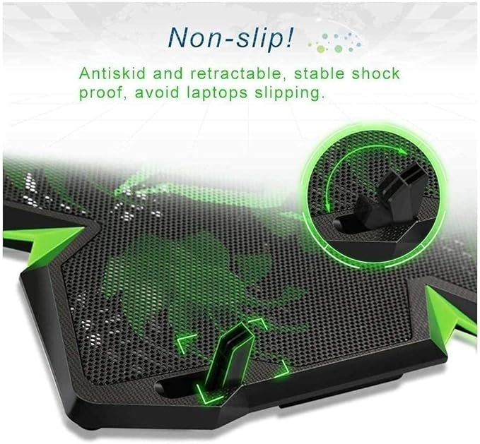 Laptop Radiator BaseQuiet Cooling Fan 1400 RPM High Speed with 5 Silent Big Fans Suitable for 10-15.6'' Laptop