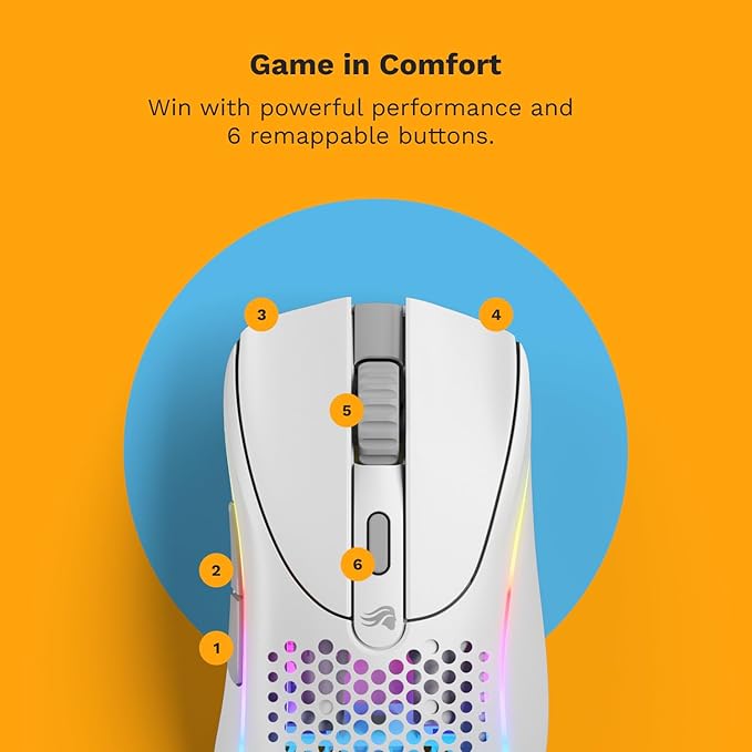 Glorious Gaming - Model D 2 Wireless Ergonomic Mouse Superlight 66g up to 210 hr Battery Life 26K Optical Sensor 6 Programmable Buttons 80 Million Clicks FPS MMO MOBA Battle Royale (White)