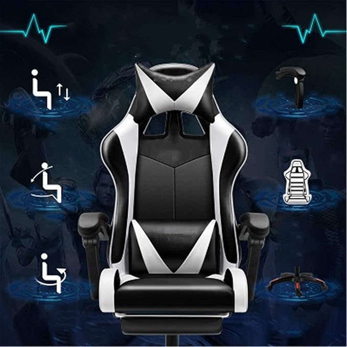 Office Chair Office Chair Home Computer Chair Gaming Chair Gaming Chair Reclining Internet Cafe Back Chair PC Computer Swivel Chair Chair (Color : White Size : One Size) Needed