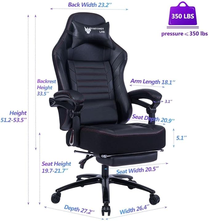 Game in Comfort: Black PU Ergonomic Racing Office Chair with Adjustable Seat Height - Perfect for Work &amp Play