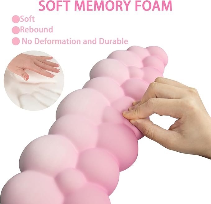 2026 Cloud Mouse Pad and Keyboard Wrist Rest Set4 Pcs Pink Ergonomic Arm Support for Computer DeskCute Palm Resting Cushion with Mousepad &amp Coaster | Office Computer Laptop Typing Pain Relief