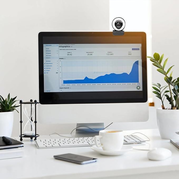 Veemoon 4k High Definition Webcam with Auto-Focusing USB Computer Camera and Built-in Mic for Live Streaming Video Conferencing and Vlogging with Fill-in Light