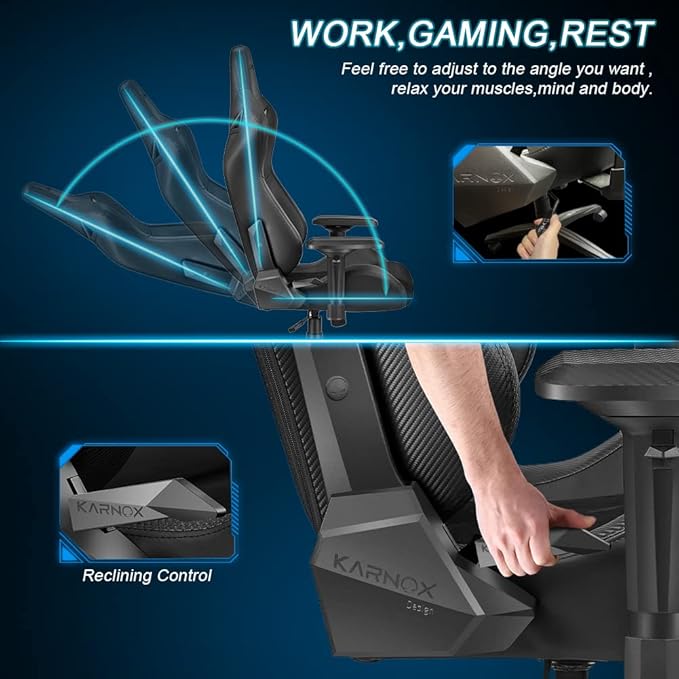 Generic Ergonomic Gaming ChairAdjustable Office Computer Chair with Lumbar SupportTall Back Swivel Chair with Headrest and ArmrestComfortable Reclining Video Desk Chair with Suede Padded Sea