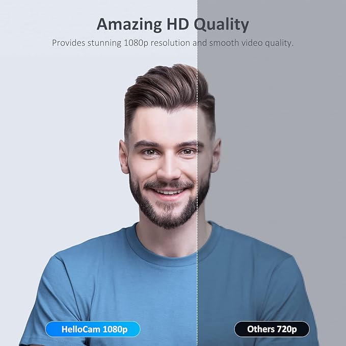 NexiGo HelloCam 1080P Webcam with Windows Hello True Privacy Automatic Electronic Shutter Computer Camera Microphone Facial Enhancement HD USB Web Cam