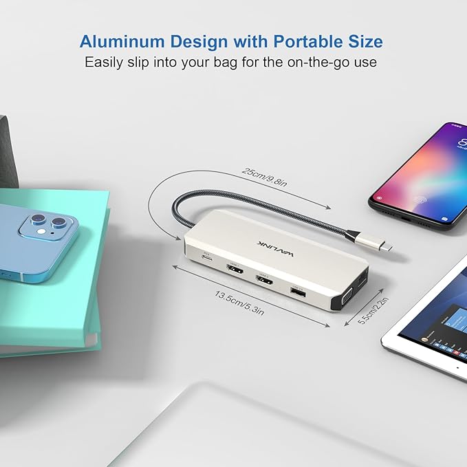 WAVLINK USB C Docking Station Dual Monitor for Dell HP Surface Lenovo MacBook Laptop Triple Display USB-C Hub Multiport Adapter Dongle- 2 HDMI VGA Ethernet100W PD 5 USB SD/TF Card ReaderAudio