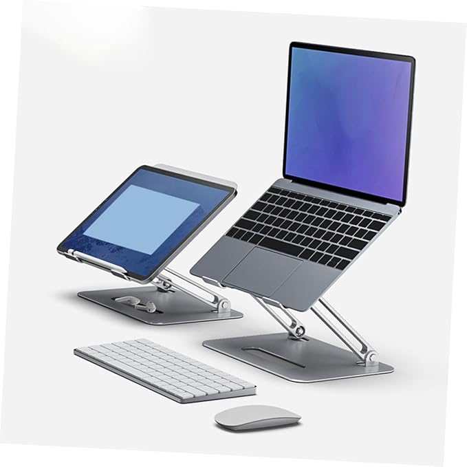 POPETPOP Dual Fan Laptop Cooler Stand Adjustable Height Aluminum Cooling Pad for Notebooks to 17.3 Inch with Foldable Design USB Powered Cooling Accessory for Gaming and Office Use
