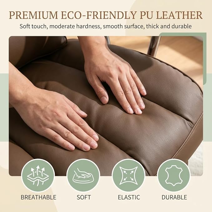 Big and Tall Office Chair 400lbs - Heavy Duty Executive Desk Chair with Footrest High Back PU Leather Ergonomic Computer Chair with Extra Wide Seat &amp Thick Cushion for Home Office (Brown)