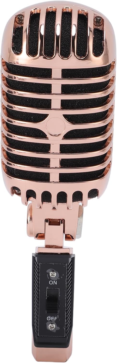 Zunate Dynamic Microphone Cardioid Pickup with Adjustable Swing Mount Zinc Alloy Shell Shock Mount Structure BuiltIn Soundproof Housing for Stage Performance KTV Studio Recording (Rose Gold)