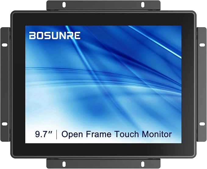 9.7 Inch Industrial Touch Display 1024x768 Open Frame Touch Screen Monitor with HD-MI &amp VGA Inputs Metal Back Housing LED Backlight Display VESA Mount &amp Open-Frame Bracket Installation