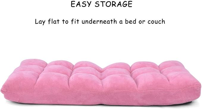 Floor Chair Lounger Folding Gaming Sofa Chaise Lounge with 14 Adjustable PositionSteel FrameSponge Padded Sleeper Bed Couch Recliner(Pink)
