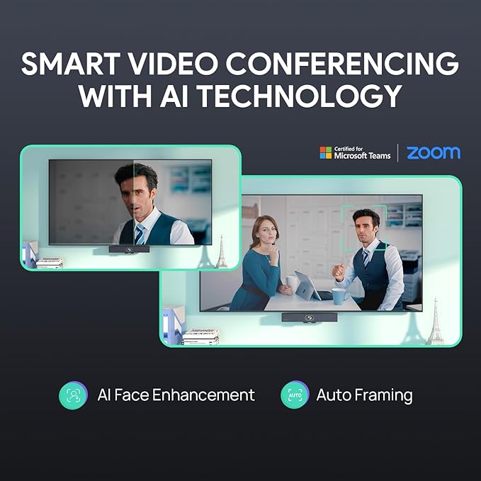 Yealink 4K USB Video Conference Camera - 120° Wide Angle Microphone Speaker Auto Framing for PC Meetings Microsoft Teams &amp Zoom