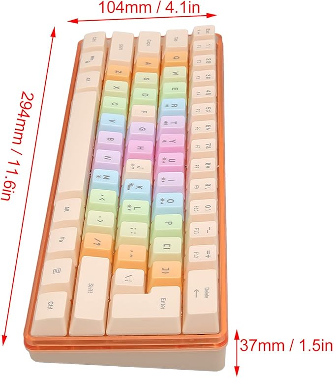 61 Keys Mechanical Gaming Keyboard RGB Backlit Compact 60 Percent Wired Keyboard with Colorful Keycaps for PC Office AmpGaming Portable Mini Keyboard with Optical Switches (Apricot)