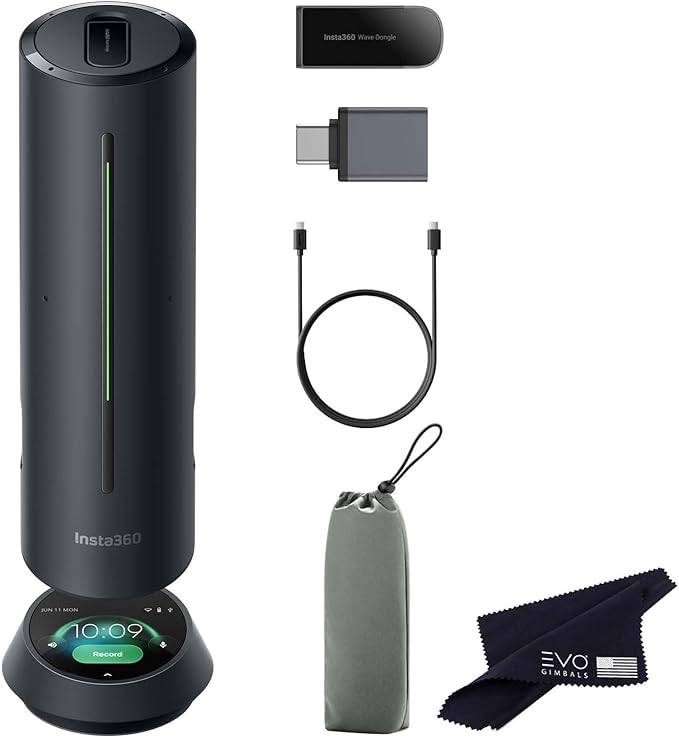 Insta360 Wave Wireless Conference Speakerphone with AI Recording Suite Graphite Black
