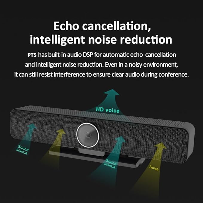 Video Conferencing System 4K Conference Room Camera with 4 Microphones &amp 1 Expansion Mic &amp Speaker AI Face &amp Speaker Tracking 120° Wide Angle View PC/Mac/Laptop/Meetings/Teams/Zoom - L