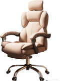 Ergonomic Gaming Desk Chair with Adjustable Footstool 360° Swivel Reclining Backrest PU Leather Seat Home Office Live Streaming Khaki