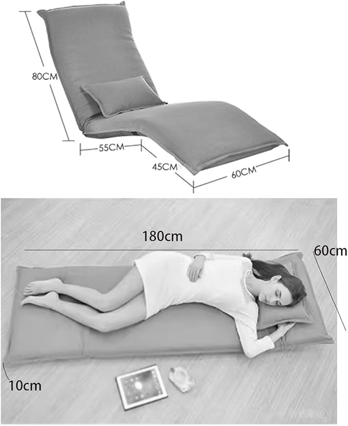 Aimeryup Sofa Bed Legless Chair Metal Foldable Adjustable Height Fabric Cushion Hall Living Room Hotel 60X100X80CM(Size:60X100X80CMColor:C)
