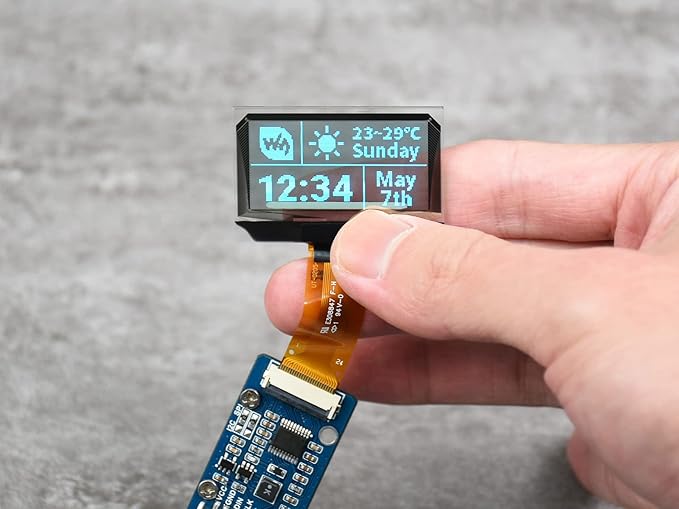1.51inch Transparent OLED Compatible with Raspberry Pi 5/4B/3B+/3B/A+/Pi Zero W/Pi Zero 2W 128 x 64 Resolution SPI/I2C Interfaces Embedded Independent Driver Chip Light Blue Color Display