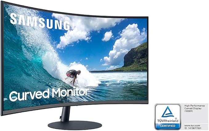 Samsung T550 Series 27-Inch FHD 1080p Computer Monitor 75Hz Curved Built-in Speakers HDMI Display Port FreeSync (LC27T550FDNXZA)