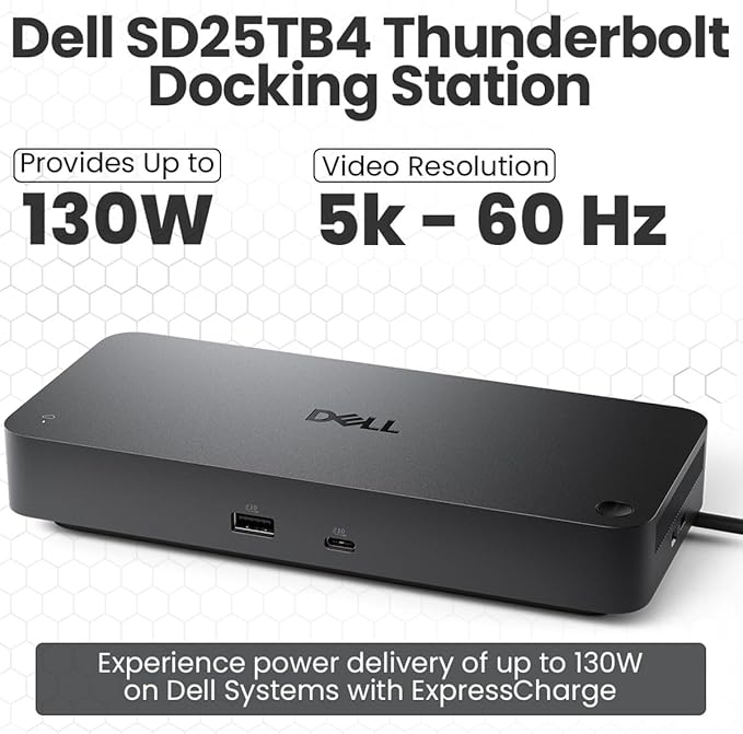 Dell Pro SD25TB4 Thunderbolt 4 Dock - USB-C Docking Station Hub for Dell Laptop Quad Monitor Support 4k Display 180W Power Supply Thunderbolt 4 Docking Stations for Windows MacBook Pro