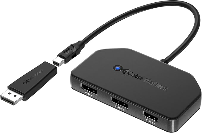 Cable Matters DisplayPort 1.4 MST Hub (1 HDMI 2.0 + 2 DP 1.4) DP Splitter Hub with 2X DisplayPort and 1x HDMI for Windows NOT Compatible with macOS