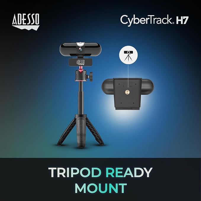 Adesso CyberTrack H7 2K Webcam with Microphone Autofocus Software Control &amp Privacy Cover USB QHD Computer Web Camera Plug and Play for Zoom/Skype/Teams Conferencing and Video Calling