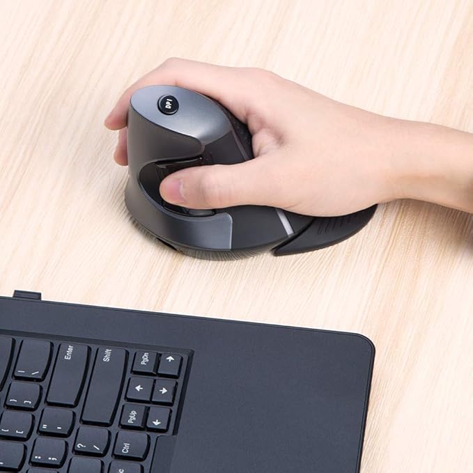 DELUX Ergonomic Vertical Mouse Wireless Rechargeable Vertical Mouse Bluetooth/2.4G Dual Mode Slient Click Removable Wrist Rest 800/1200/1600DPI Levels 6 Buttons for Laptop/PC (M618G DB-Black)