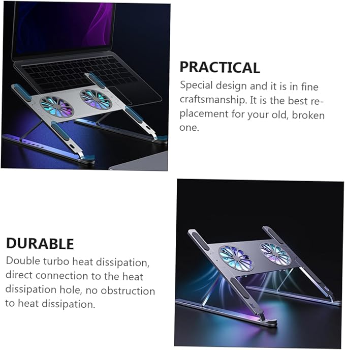Artibetter Colorful Led Laptop Cooling Pad Stand High Wind Volume Fan for Gaming and Work Mute Angle Height Efficient Heat Dissipation