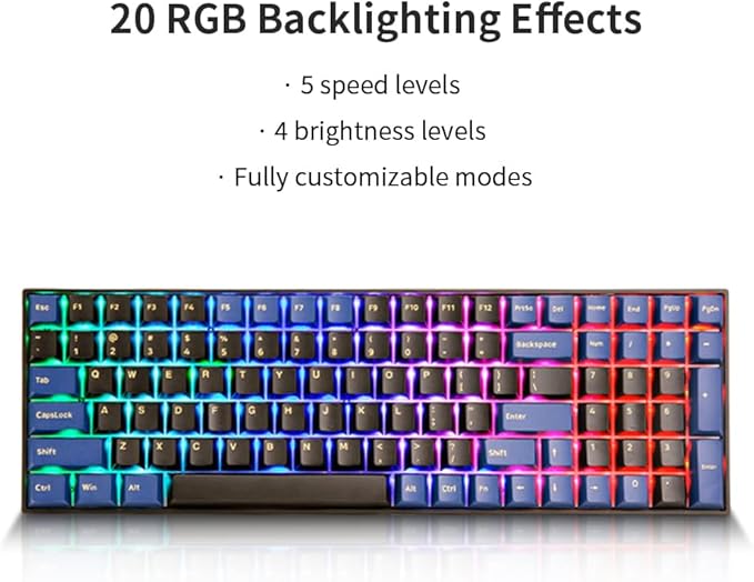 Newmen GM1000 Wireless Mechanical Gaming KeyboardBluetooth 2.4G/Wired Hot Swappable Custom KeyboardRGB Backlit Mechanical Keyboards for with Number Pad for Mac/Win(Blueblack Keycaps-Box Red Switch)