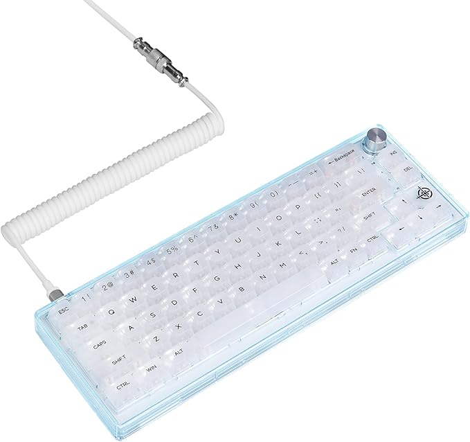 MAGIC-REFINER MK31 60% Wired Hot Swappable Mechanical Keyboard with Transparent Keycaps Compact 66 Keys Chroma RGB Backlit Ergonomic Custom Gaming Keyboard Knob Control for PC/MAC