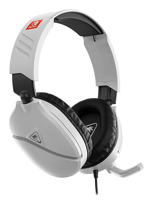Turtle Beach Recon 70 Wired Gaming Headset - Licensed for Nintendo Switch 2 Nintendo Switch/Lite/OLED Flip-to-Mute Mic Adjustable Lightweight headphones On-Ear Controls 40mm Drivers Black/White