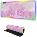 RGB Mouse Pad for Gaming I Large Mousepad with 14 Led Modes I Keyboard Pad Gaming Desk Mat I Non-Slip Rubber Base Mouse Mat I 900x400x4mm Waterproof Mousepad for Women Girl Gamer I Light Pink
