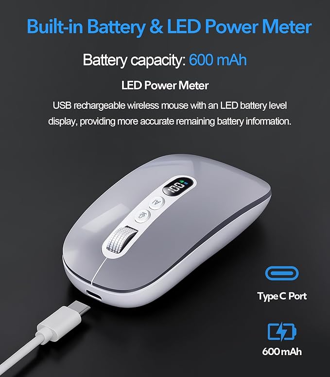 AI Wireless Mouse for Laptop PC- Enabled Bluetooth Mouse with Voice Recording &amp AI SummarizeErgonomic Presenter Laser Pointer RemoteUSB Rechargeable High-Performance Office Device