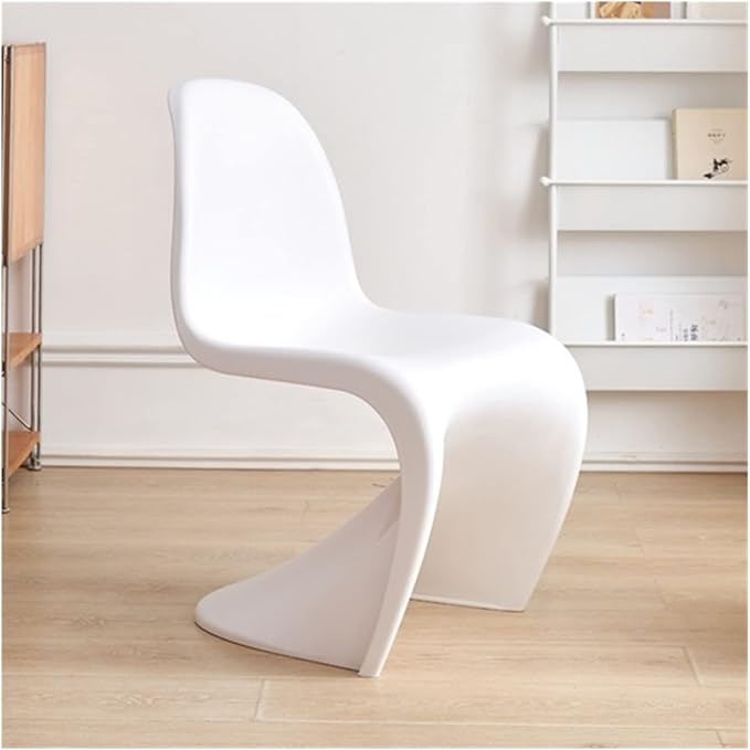 Adjustable Office Computer Chair with Armrest Home Dining Chairs Stackable Plastic Backrest Chair(White)
