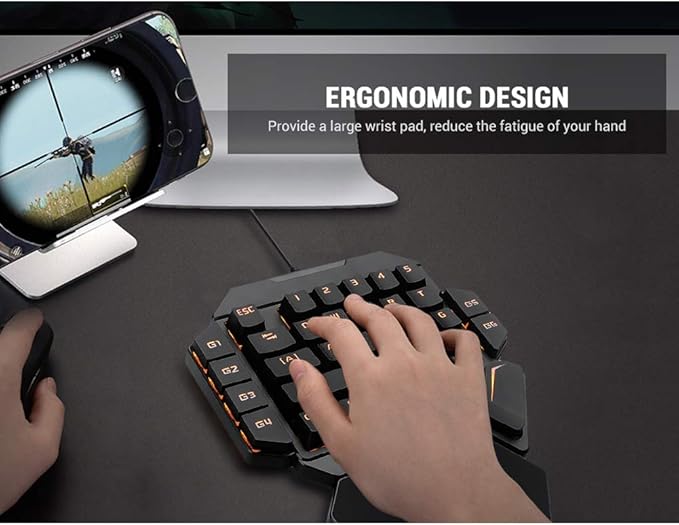 OneHanded Mechanical Gaming Keyboard RGB Blacklight Mechanical Keyboard 35-Key Portable Wired USB Gaming Keyboard with Macro Definition Function