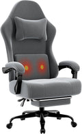 Ergonomic Gaming Chair Video Game Chair with Massage Lumbar Support and Footrest Height Adjustable Fabric Computer Chair with Pocket Spring Cushion