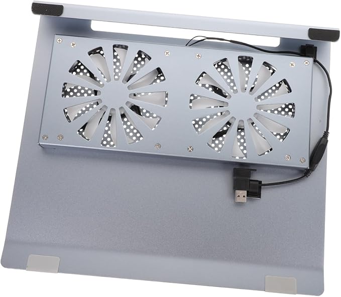 Angoily Aluminum Alloy Laptop Cooler Stand with USB LED Fan Gaming Notebook Cooling Pad Riser for Portable Ventilated Support Gray