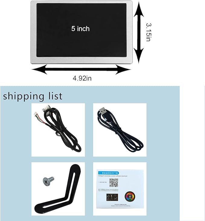 VSDISPLAY 5 Inch LCD Monitor 800x480 for Computer PC Case Temp Display Sensor Panel GPU CPU RAM Data MonitoringSilver
