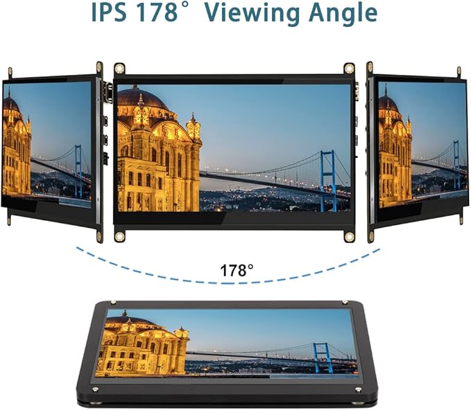 7 inch Raspberry Pi Monitor Touchscreen with Case Touch Display 7 inch LCD Screen 1024x600 IPS Small HDMI Monitor Speakers for Win Driver Free