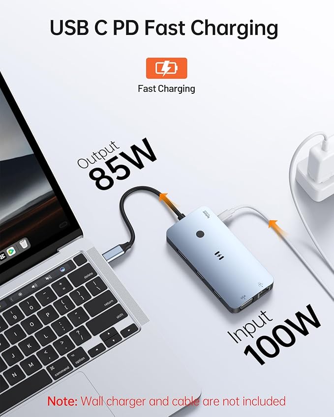 USB C Docking Station Dual Monitor Adapter Selore Laptop Docking Station 3 Monitors Quad Display with 2 HDMI DP VGA Ethernet 3 USB A&ampC 3.0 100W PD USB C Hub Dongle for DELL HP and More