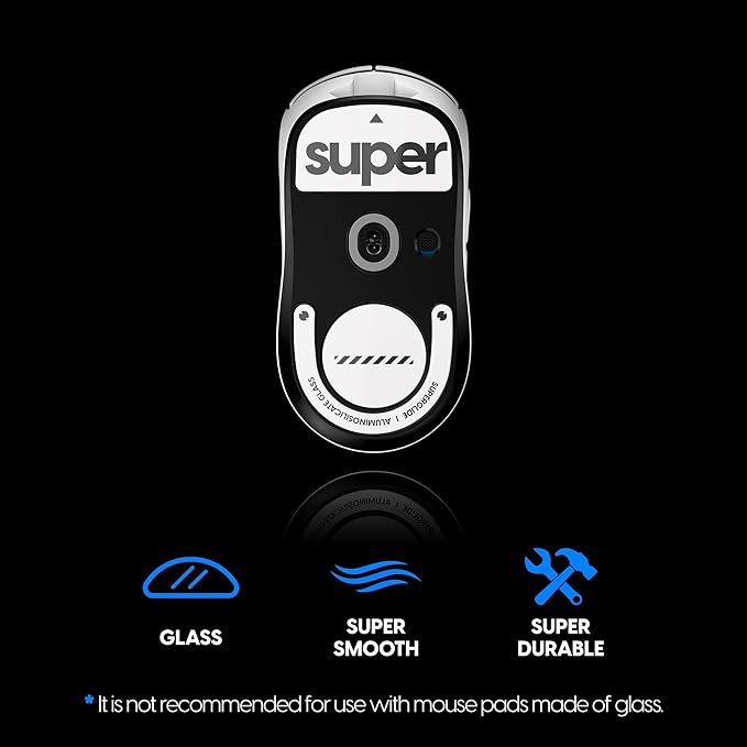 Superglide Glass Mouse Skates for Logitech G Pro X Superlight 2 - Ultra Smooth Glide Durable Glass Mouse Feet (Type-C White)