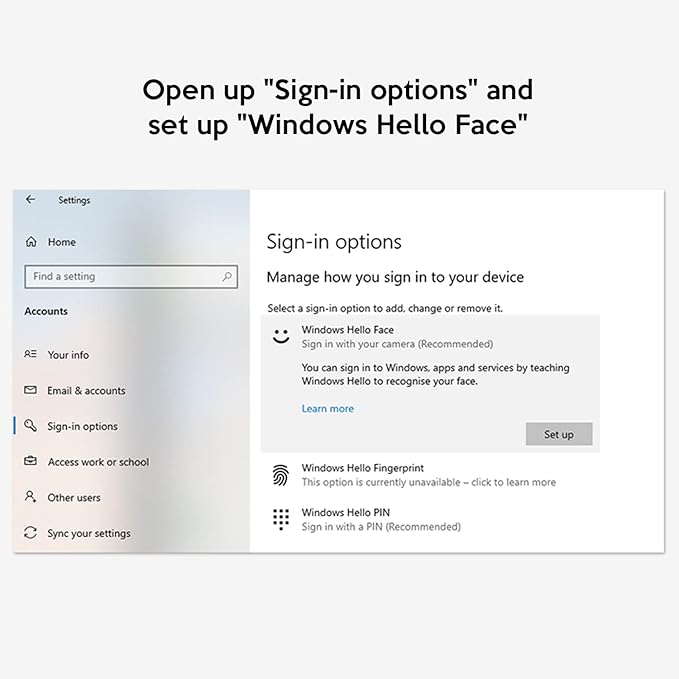TOALLIN 1080P Webcam for Windows Hello Face Login IR Facial Recognition Windows Hello Compatible Webcam with Microphone Computer Camera Wide Angle View USB Web Camera with Privacy Cover