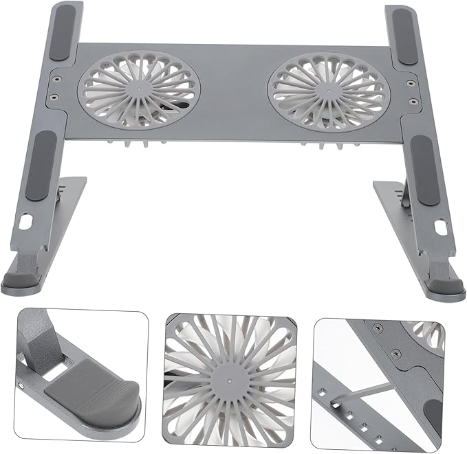 HOMSFOU Laptop Stand Fan Gear Height Adjustment Mute High Wind Volume Aluminum Laptop Cooling Pad for Gaming