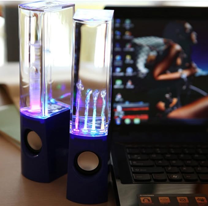 Mobestech 2-in-1 Music Fountain Speaker Computer Desktop Speakers Lights Water Spout Ideal for Home Events
