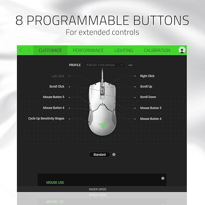 Razer Viper - Light Esports Gaming Mouse (Light ambidextrous Gamer Mouse with 69g Weight Speedflex Cable Optical 5G Sensor Integrated DPI Memory and RGB Chroma Lighting) White