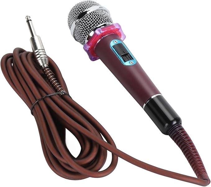 Tbest Handheld Wired Microphone Dynamic Moving Coil Clear Sound Zinc Alloy Metal Mesh Structure for Home Karaoke Stage Performance (Pink)